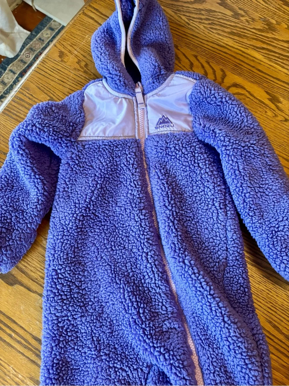 Snozu Purple Plush Hooded Fleece One-Piece Footie